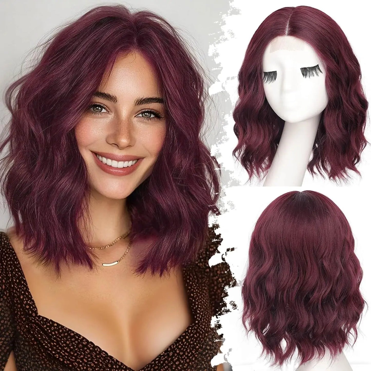 🔥Short Wavy Bob Wig with HD Lace Front — Glueless, Natural-Looking  Wig for Everyday Wear