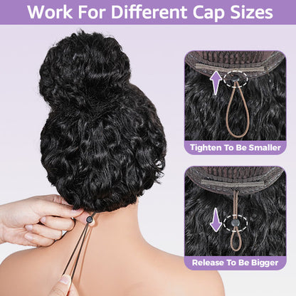 Burmese Curly Glueless Wig 4/27 Highlight Color Pre Cut 9x6 Lace Elastic Drawstring Wear Go Wig