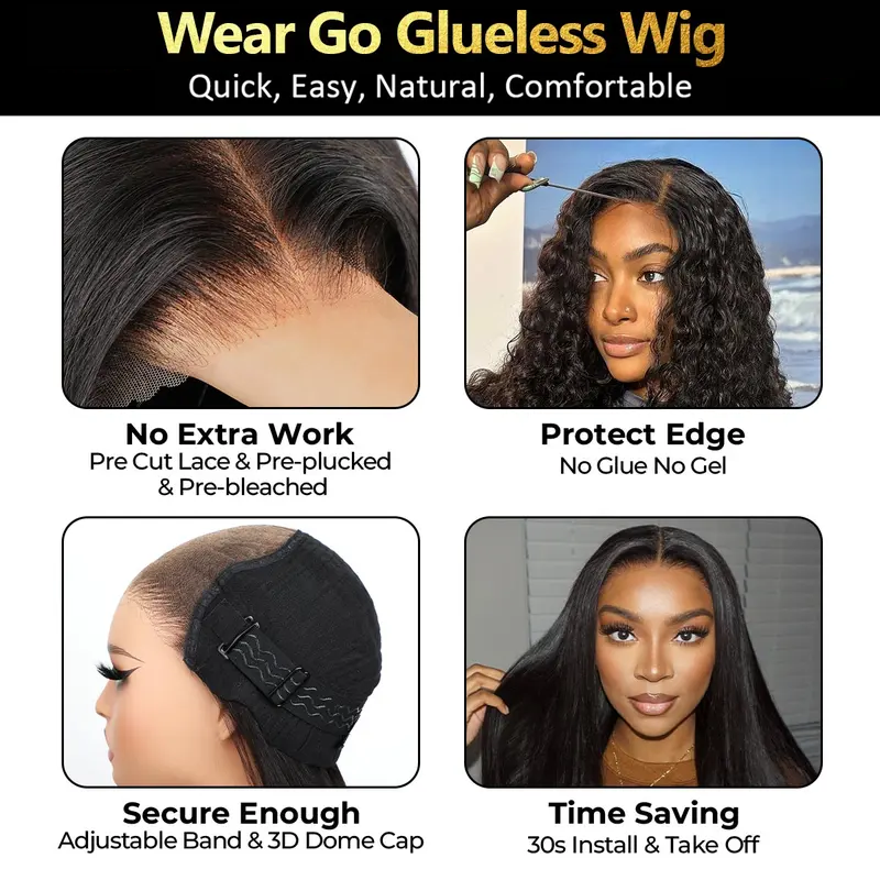 🔥Sale Happening Now: 50% OFF – Pre-Cut Lace Kinky Straight 360 Full Lace Frontal Glueless Wig with a Hidden Adjustable Fit System, Pre-Plucked Human Hair Wig