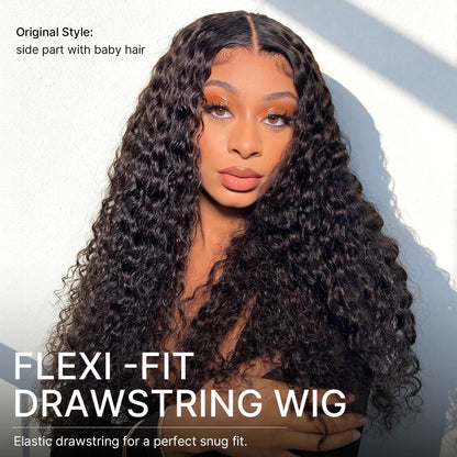💝 Ready-to-Go Glueless Water Wave Drawstring Wig