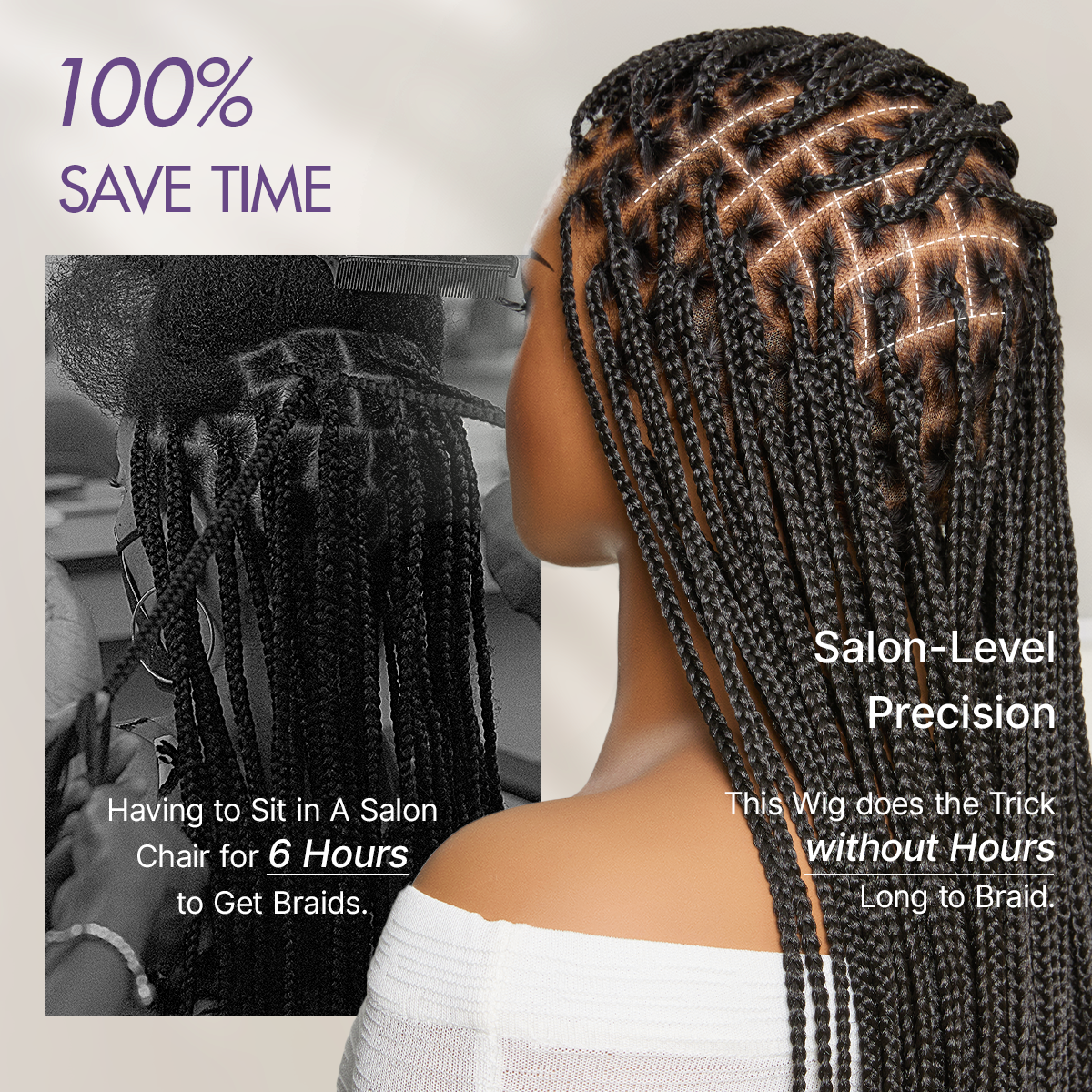 🔥Real Scalp Knotless Braided Wig – Lightweight Fit