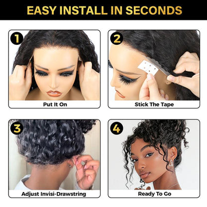 🔥Sale Happening Now: 50% OFF – Pre-Cut Lace Kinky Straight 360 Full Lace Frontal Glueless Wig with a Hidden Adjustable Fit System, Pre-Plucked Human Hair Wig