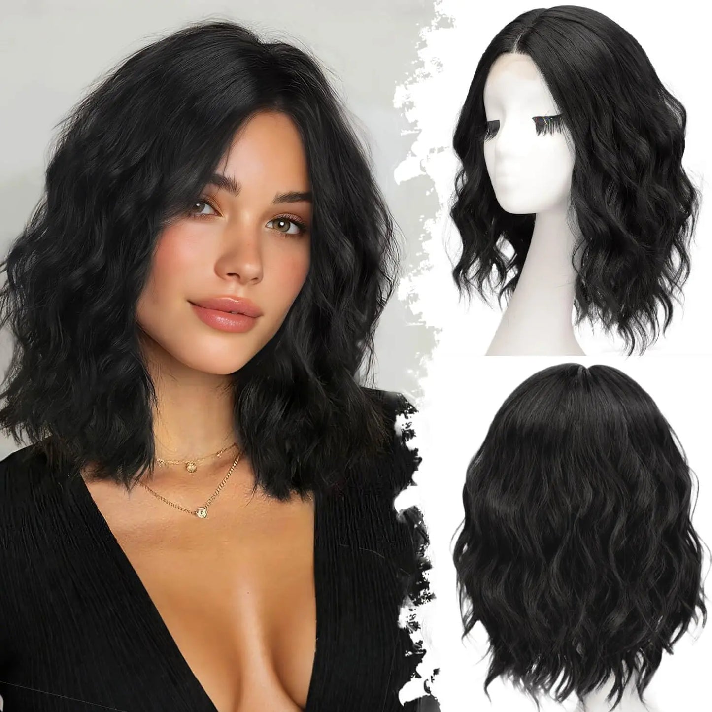 🔥Short Wavy Bob Wig with HD Lace Front — Glueless, Natural-Looking  Wig for Everyday Wear