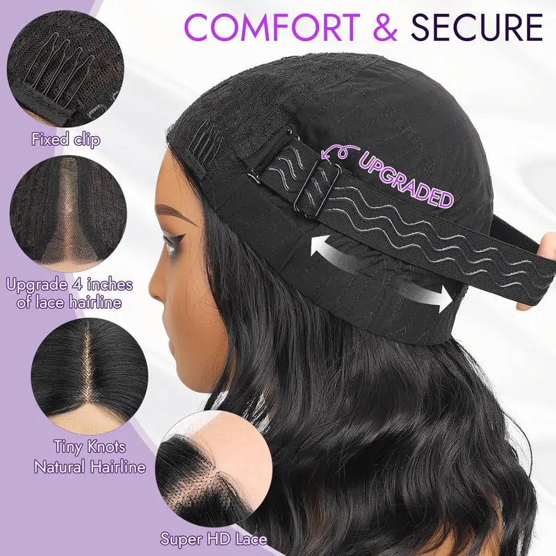 🔥Short Wavy Bob Wig with HD Lace Front — Glueless, Natural-Looking  Wig for Everyday Wear