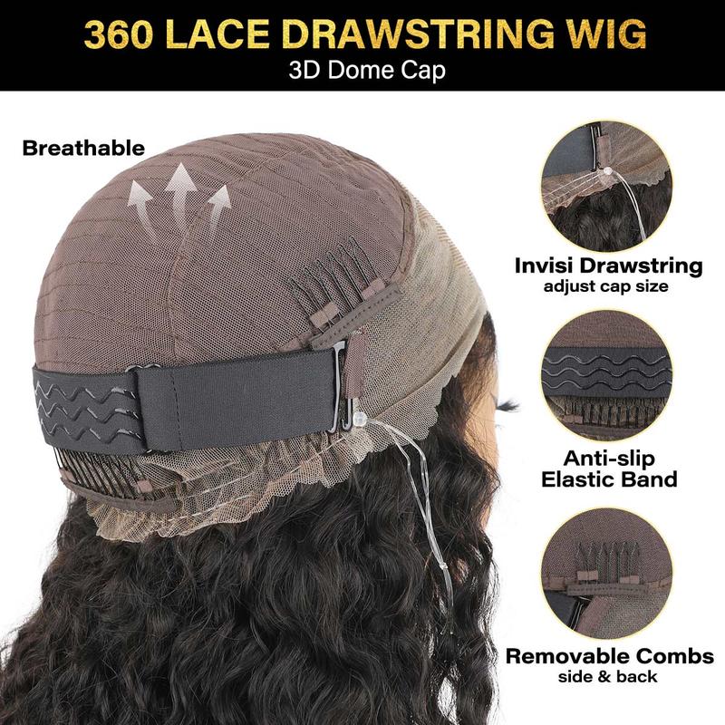 🔥Sale Happening Now: 50% OFF – Pre-Cut Lace Kinky Straight 360 Full Lace Frontal Glueless Wig with a Hidden Adjustable Fit System, Pre-Plucked Human Hair Wig