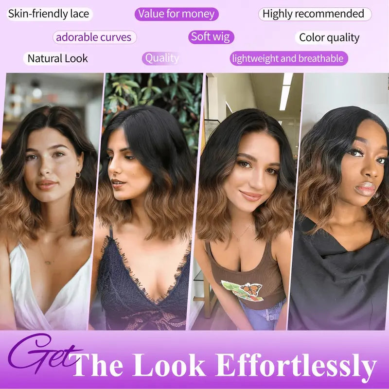 🔥Short Wavy Bob Wig with HD Lace Front — Glueless, Natural-Looking  Wig for Everyday Wear