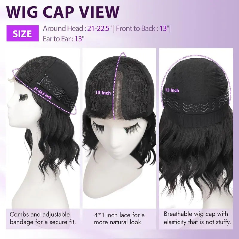 🔥Short Wavy Bob Wig with HD Lace Front — Glueless, Natural-Looking  Wig for Everyday Wear