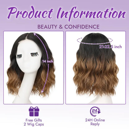 🔥Short Wavy Bob Wig with HD Lace Front — Glueless, Natural-Looking  Wig for Everyday Wear